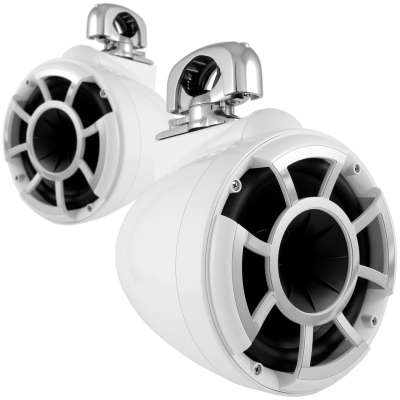  Wet Sound Revolution Series 8 Inch White Tower Speaker With TC3 Swivel Clamps - REV8WSC