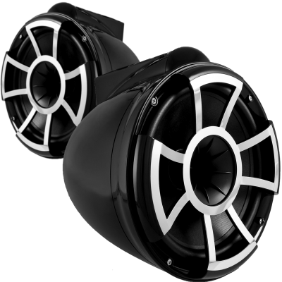  Wet Sound Revolution Series 8 Inch Black Tower Speaker With X Mount Kit - REV8BX