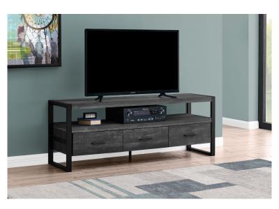 Monarch Low-profile Open Back TV Stand In Black Reclaimed Wood Look - I 2823