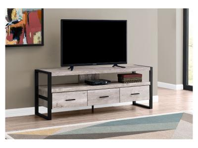 Monarch 60 Inch TV Stand With 3 Drawers In Taupe Reclaimed Wood Look - I 2822