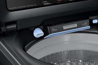 28" Samsung 6.2 Cu. Ft. Top Load Washer with Auto Dispense System in Black Stainless Steel - WA54CG7550AVA4
