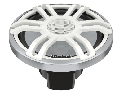 8" Hertz  2-Way Marine Coaxial Speakers with RGB LED Lighting in White - HMX 8 S-LD-SW