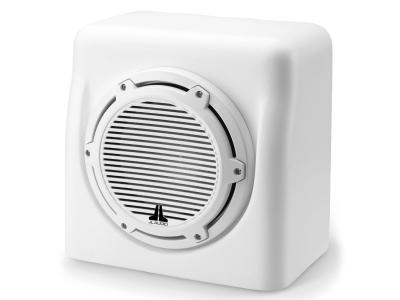 JL Audio Matte White Fiberglass Sealed Enclosed Subwoofer With Gloss White Classic Grille - M6-10FES-Mw-C-GwGw-4
