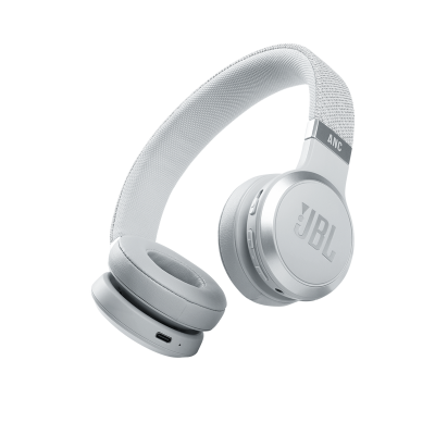 JBL Wireless On-Ear Noise Cancelling Headphones in White - JBLLIVE460NCWHTAM