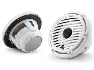 6.5" JL Audio Marine Coaxial Speakers, Gloss White Trim Ring, Gloss White Classic Grille - M6-650X-C-GwGw