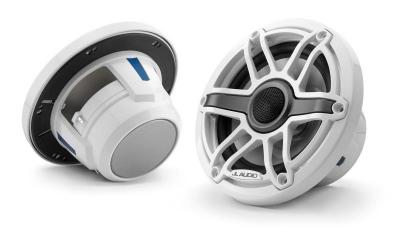 JL Audio Marine Coaxial Speakers, Gloss White Trim Ring, Gloss White Sport Grille -  M6-650X-S-GwGw