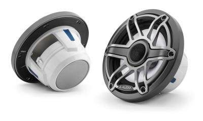 6.5" JL Audio Marine Coaxial Speakers, Gunmetal Trim Ring, Titanium Sport Grille - M6-650X-S-GmTi