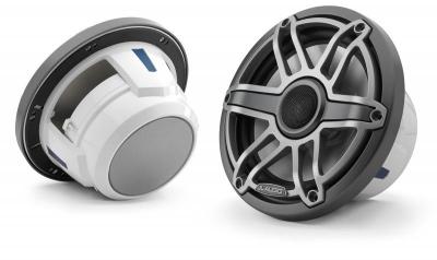 7.7" JL Audio Marine Coaxial Speakers, Gunmetal Trim Ring, Titanium Sport Grille - M6-770X-S-GmTi