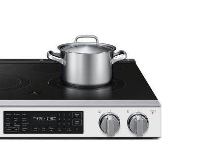 30" Samsung 6.3 Cu.Ft Electric Slide-In True Convection with Air Fry Max | Air Sous Vide - NSE80H63SWAC