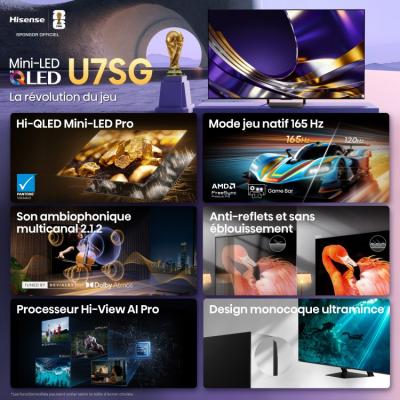 75" Hisense Hi-QLED Mini-LED AI TV 165Hz - Google TV - 75U7SG
