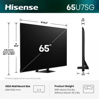 65" Hisense Hi-QLED Mini-LED AI TV 165Hz Google TV - 65U7SG