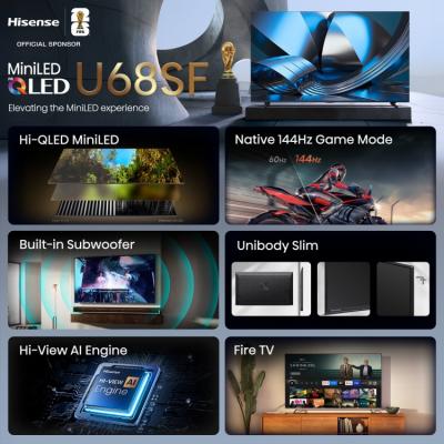 75" Hisense Hi-QLED Mini-LED AI TV 144Hz Fire TV - 75U68SF