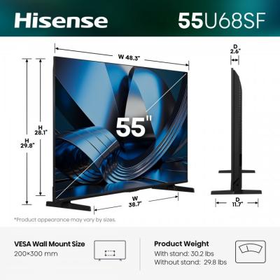 55" Hisense Hi-QLED Mini-LED AI TV 144Hz Fire TV - 55U68SF
