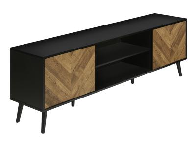 Monarch 72"L Black with 2 Wood-Look Doors - I2781